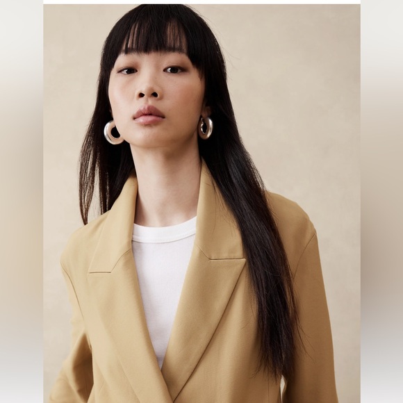 New! BANANA REPUBLIC Relaxed Blazer in Desert Plain Taupe, Size Large - Picture 8 of 11